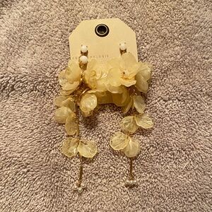Anthropologie Cream Floral Drop Earrings